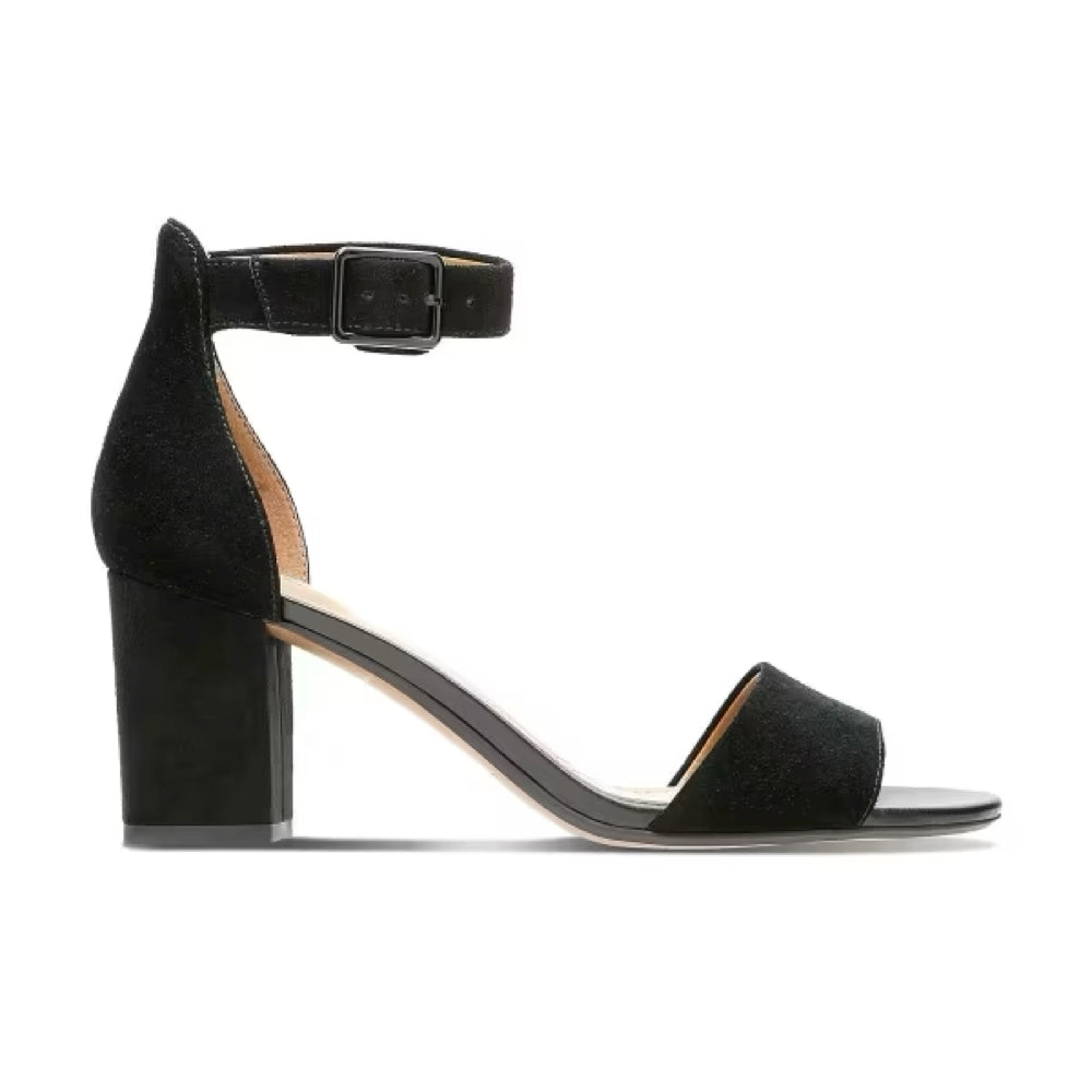 Clarks black suede sandals on sale