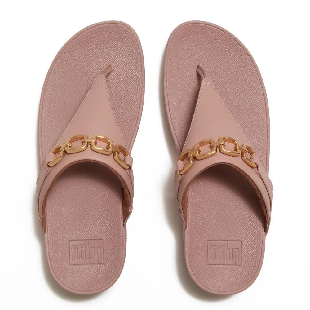 Women's Lulu Chain Leather Toe-Post (Clay Blush) top