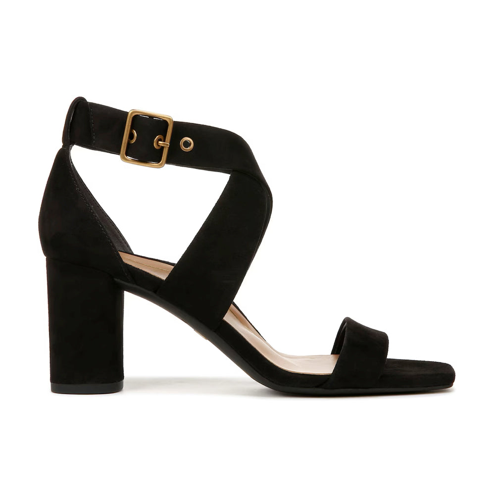 Marsanne strappy heeled sandal, black suede