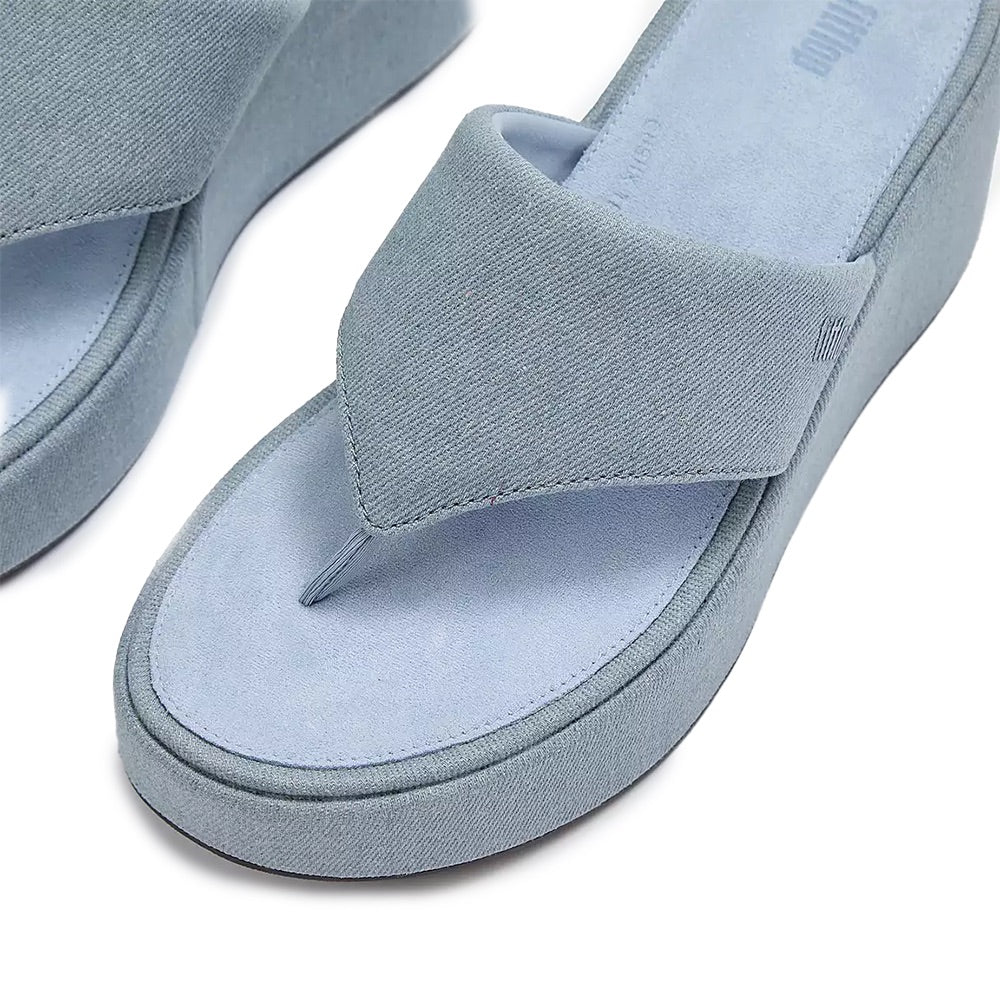 Platform Wedge Toe-Post Sandals (Light Denim) detail