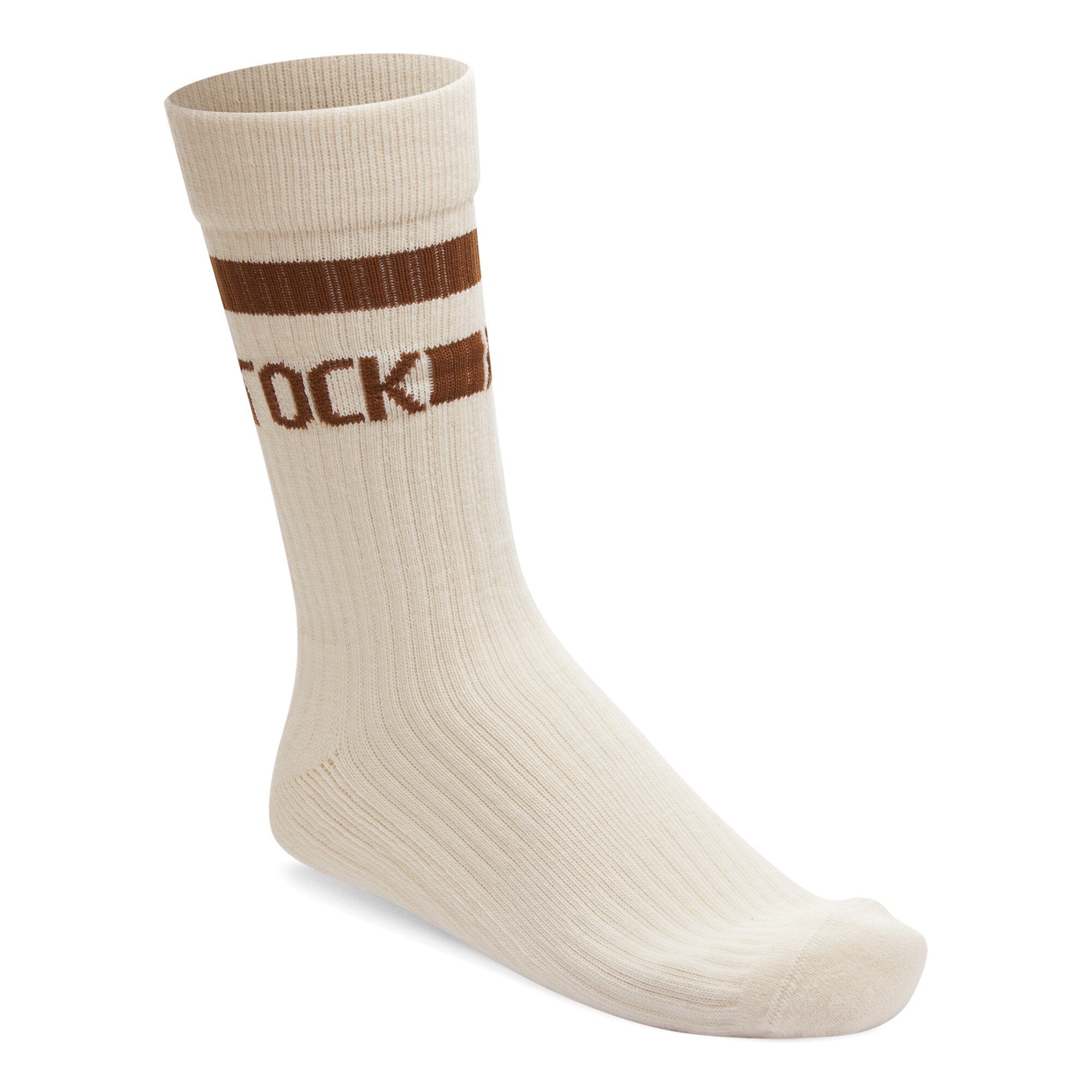 Cotton Crew Stripe Sock (Eggshell)