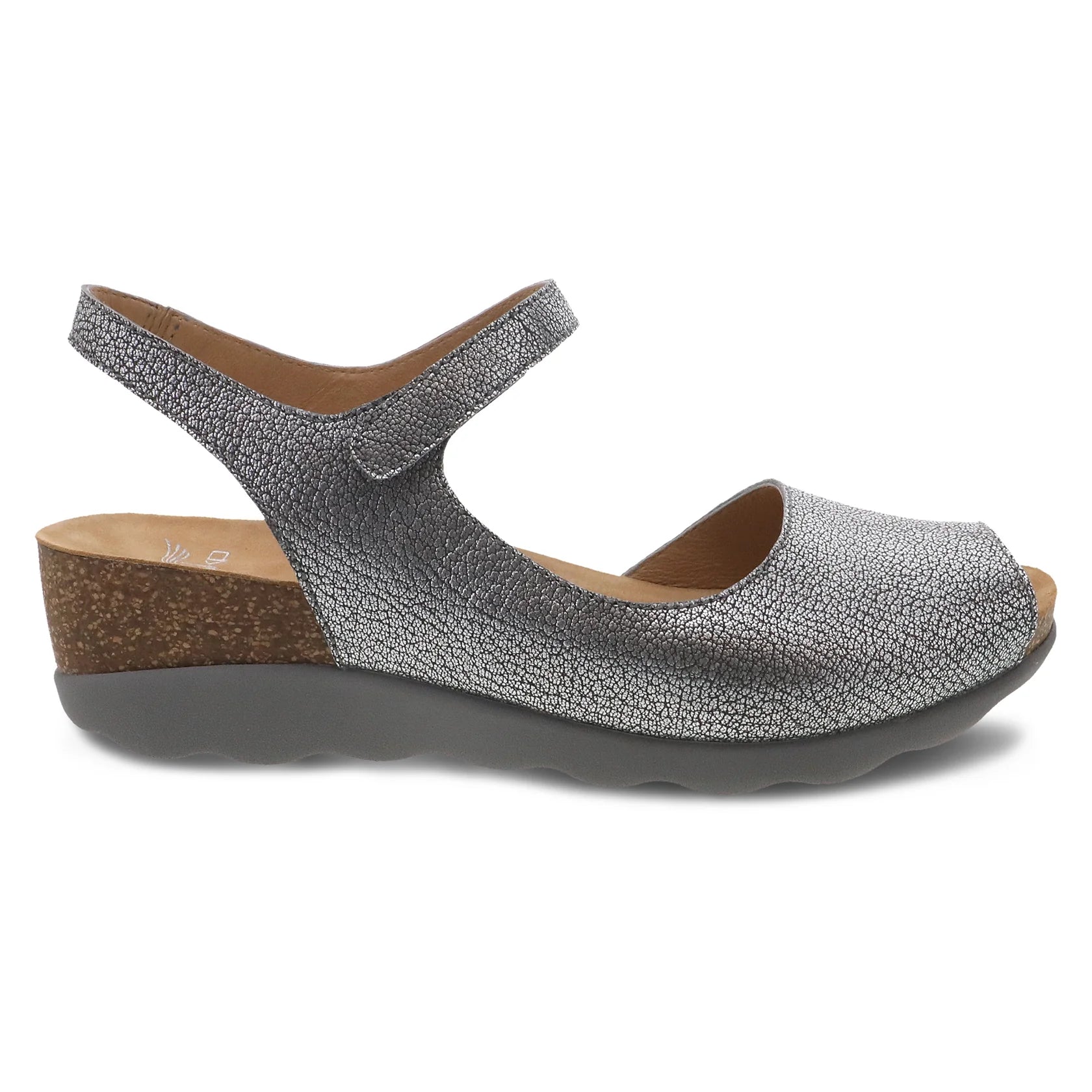 Dansko open-toe strap sandal in Pewter Metallic