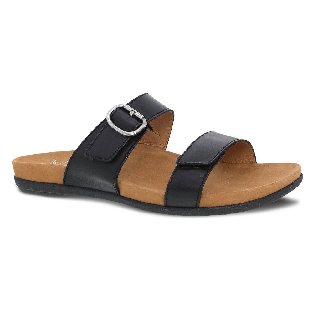 Dansko double strap slide sandal in black
