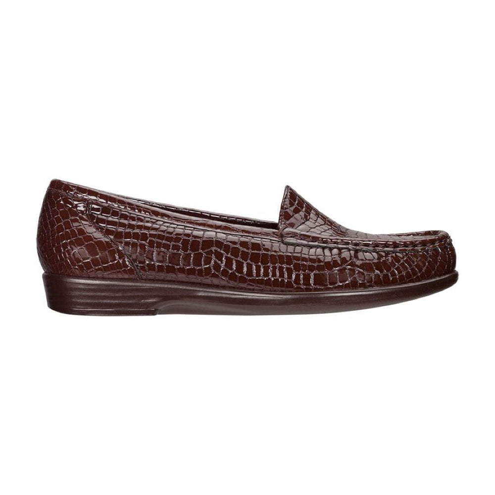 SAS Simplify moccasin loafer with timeless style in Brown Croc