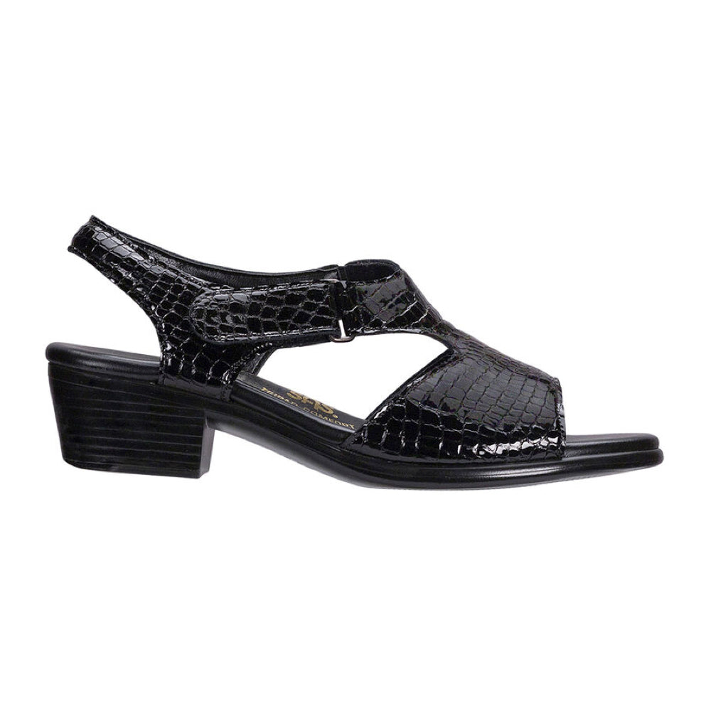 SAS Suntimer Heel Strap Sandal in Black Croc