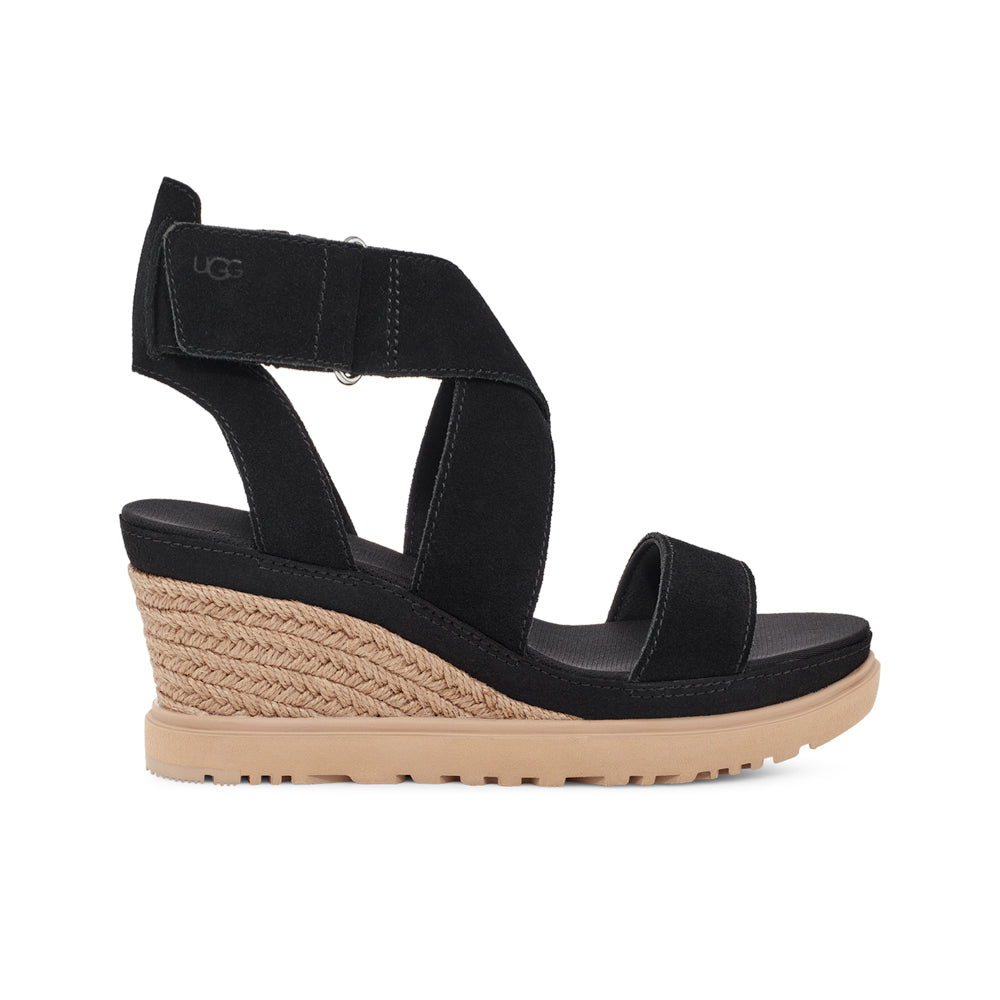 UGG Ileana Ankle wedge heel and an adjustable strap in black color