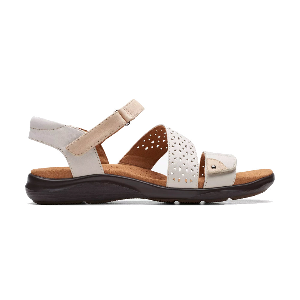 Clarks Kitly Way Contour Cushion footbed and adjustable open-toe strap sandal in White Leather