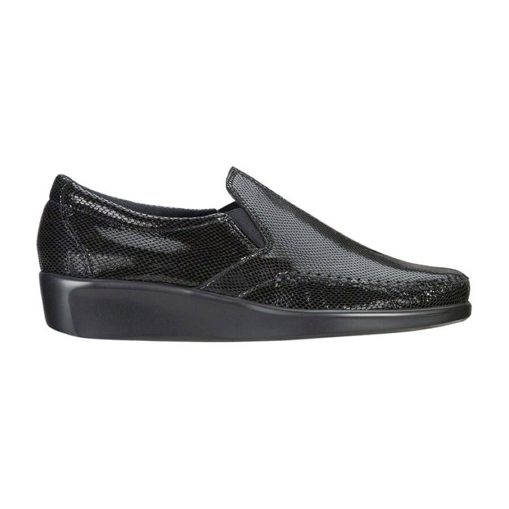 SAS Dream fine leather moccasin slip-on in Black Snake color