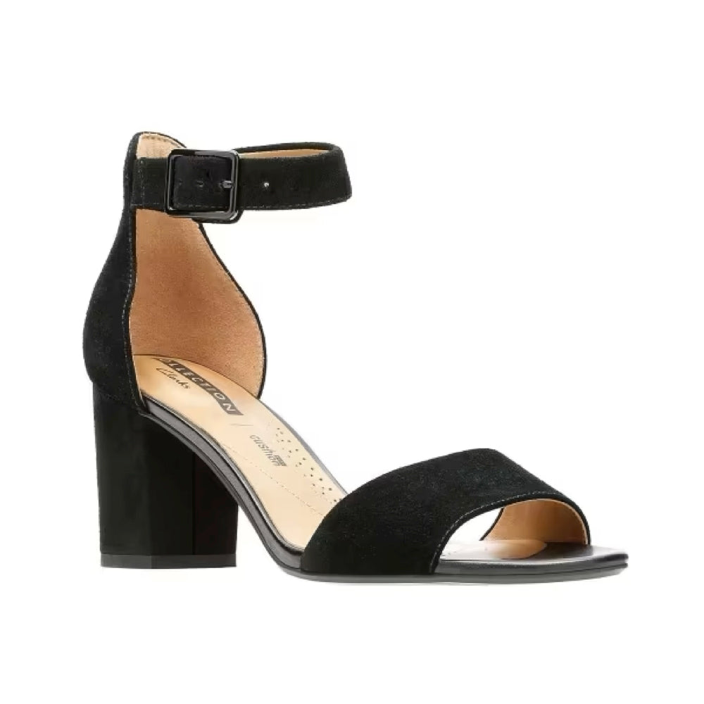 Clarks black suede sandals online