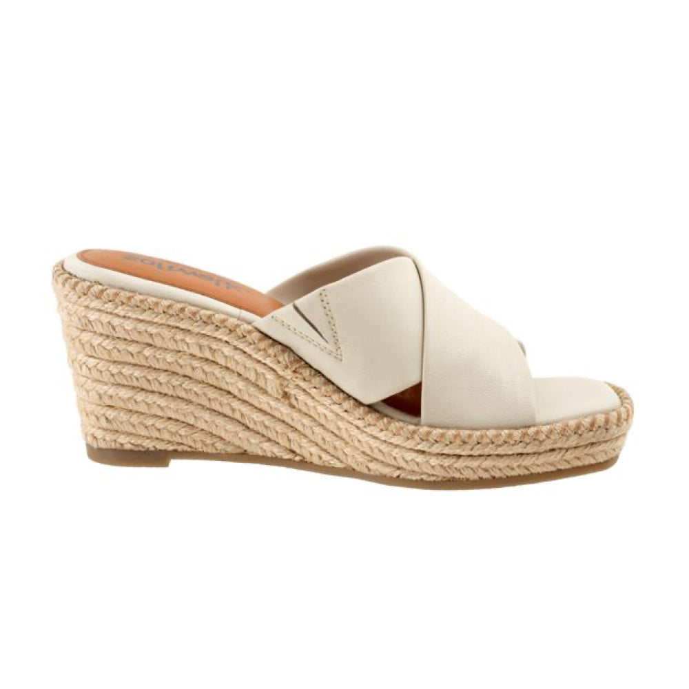 Hastings cross strap wedge with braided jute in Ivory