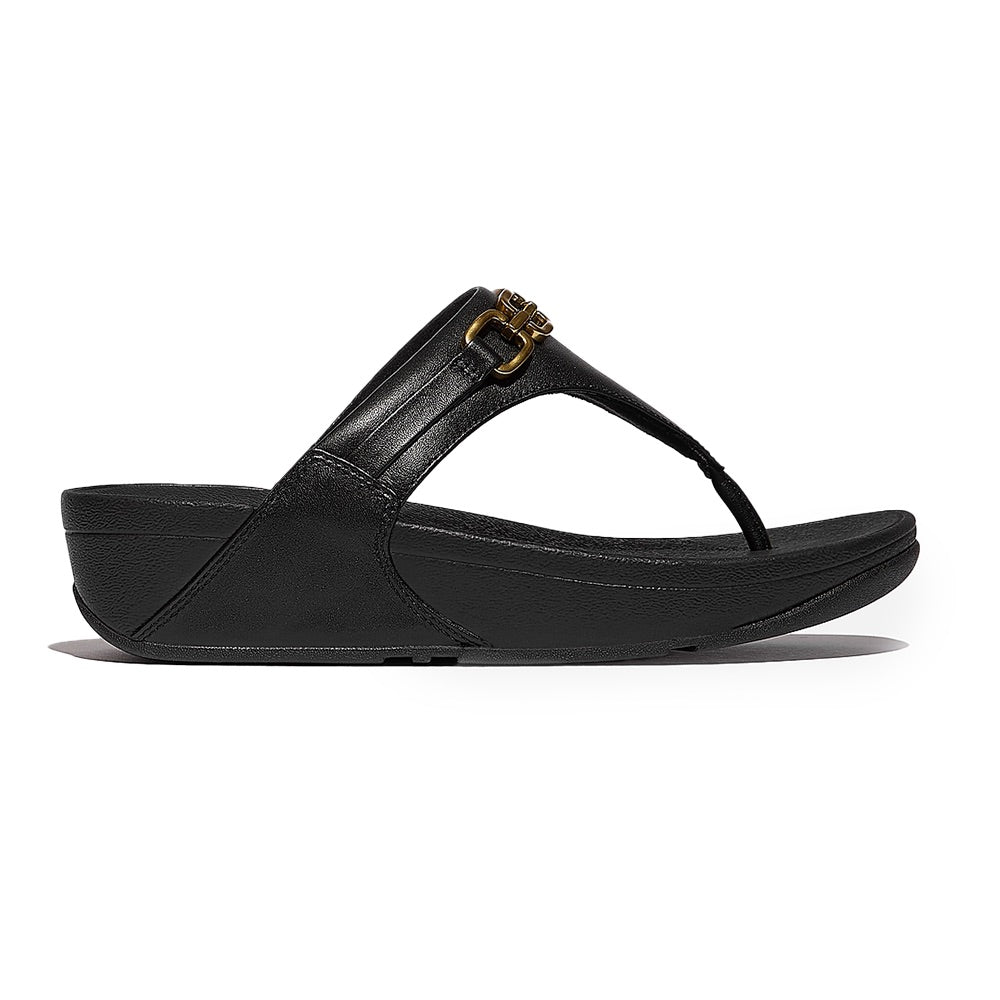 Lulu Chain Leather Toe-Post (Black) side