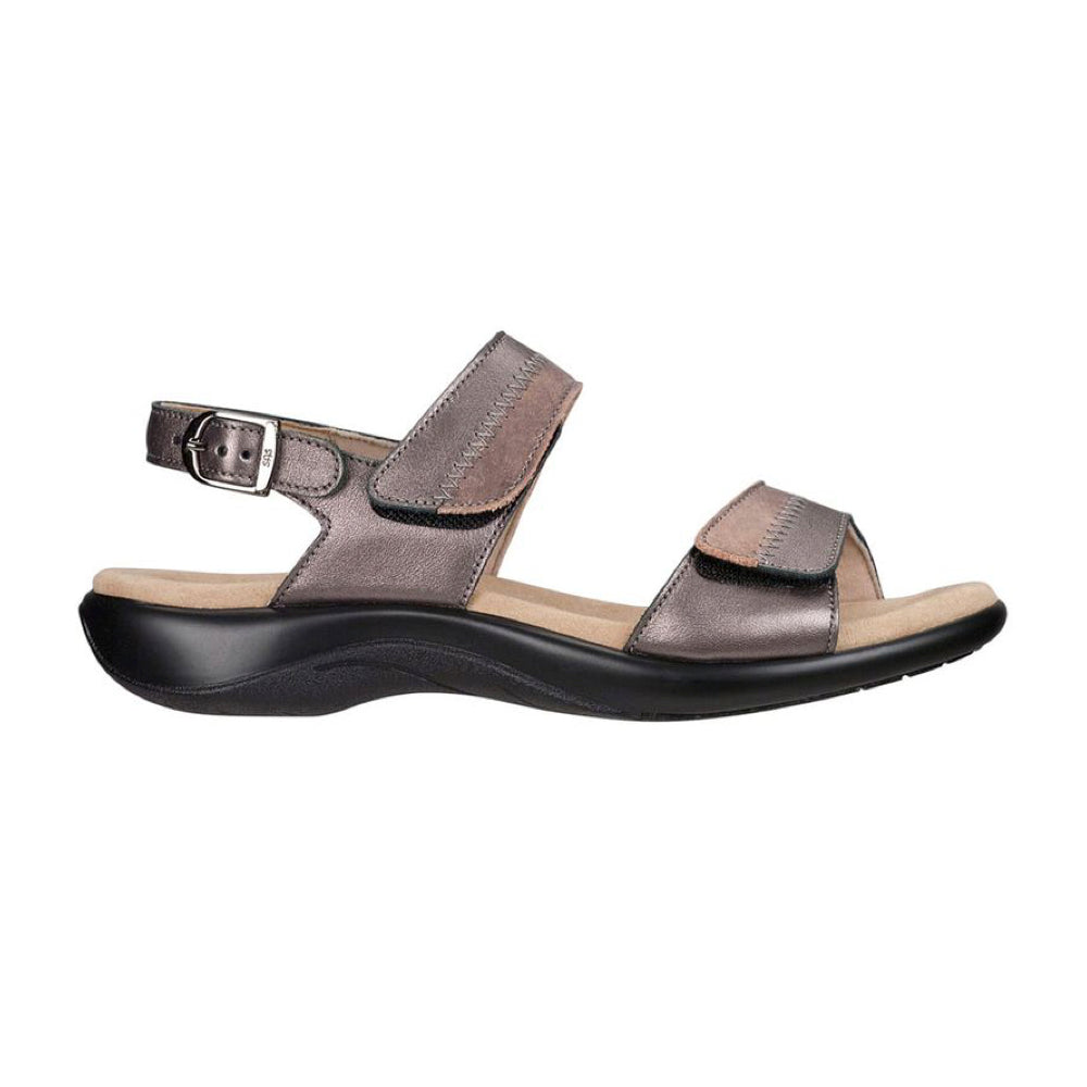 Adjustable double strap sandal with heel strap in Dusk