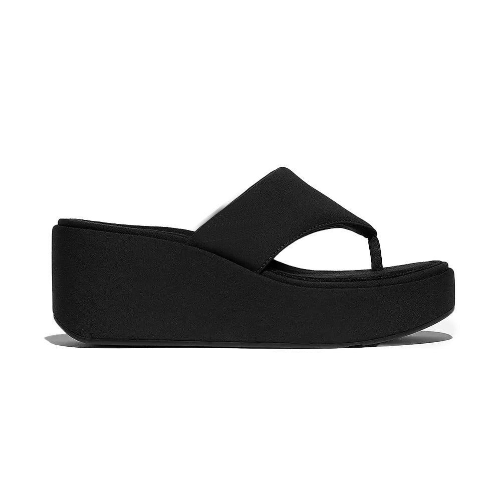 Platform Wedge Toe-Post Sandals (All Black) side