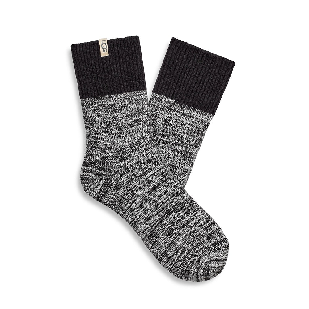 Women's Rib Knit Slouchy Quarter Sock (Black)