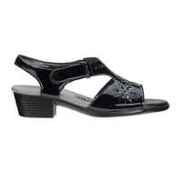 Sunburst Black Heel Strap Sandal