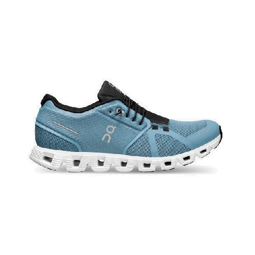 On Cloud men's walking sneaker in blue with black detail and white sole.