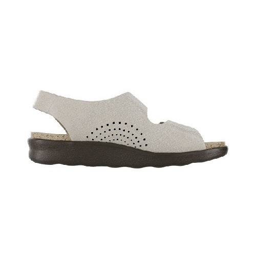 Leather orthopedic sandal with three adjustable straps in linen white.