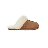 UGG Scuffette closed toe house slippers in chestnut with sheepskin lining.